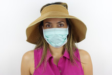 Latin American Woman Wearing A Virus Mask For The Prevention Of The Corona Virus