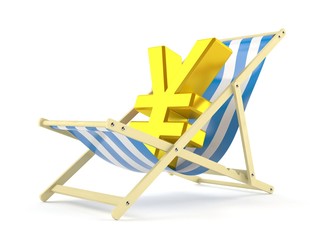 Poster - Yen currency on deck chair