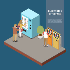 Wall Mural - electronic interface isometric composition