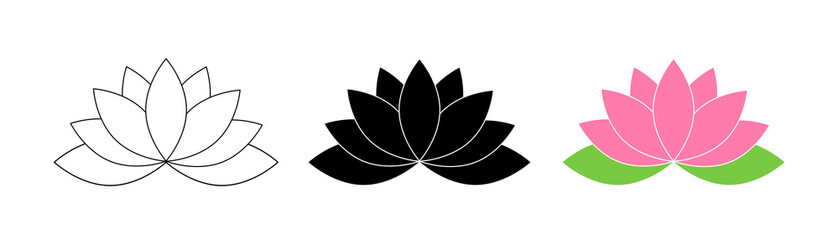 Wall Mural - lotus flowers. lotus in flat deisgn, isolated on white background. lotus flower logo. flowers harmon