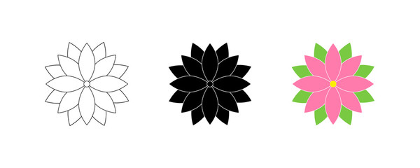 Wall Mural - lotus flowers. lotus in flat deisgn, isolated on white background. lotus flower logo. flowers harmon