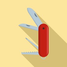 Swiss Knife Icon. Flat Illustration Of Swiss Knife Vector Icon For Web Design