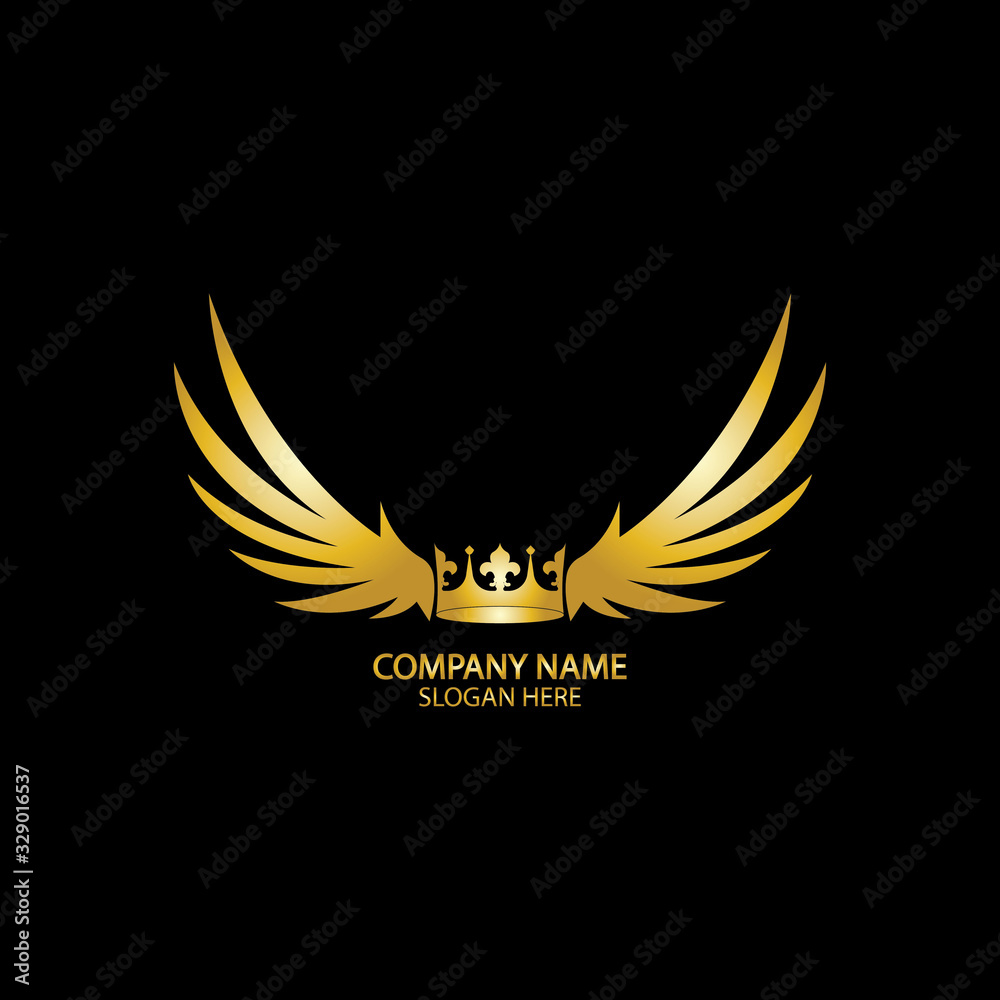 winged crown golden logo / vector illustration. Stock Vector | Adobe Stock