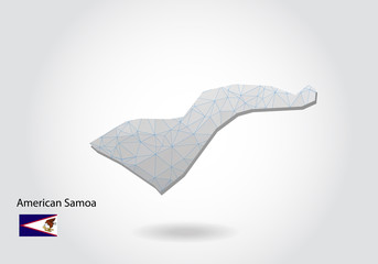 Vector map of american Samoa with trendy triangles design in polygonal style on dark background, map shape in modern 3d paper cut art style. layered papercraft cutout design.