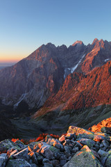 Sticker - Mountain landscape in Slovakia tatras at sunset