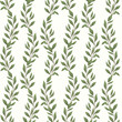 Vector seamless pattern with vertical bay leaf twigs; natural design for fabric, wallpaper, packaging, textile, web  design.