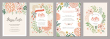 Trendy Floral Easter Templates. Good For Poster, Card, Invitation, Flyer, Cover, Banner, Placard, Brochure And Other Graphic Design. 