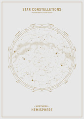 northern hemisphere. high detailed star map of vector constellations. astrological celestial map wit
