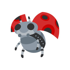 Aufkleber - Vector cartoon mechanical robotic ladybug. Toy androids with artificial intelligence, pet for games. Creature produced by people. Futuristic artificial pet friend technology