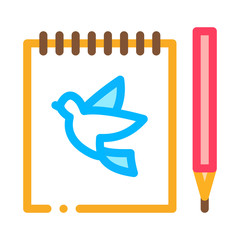 Wall Mural - Notebook Pen Bird Icon Vector. Outline Notebook Pen Bird Sign. Color Isolated Contour Symbol Illustration