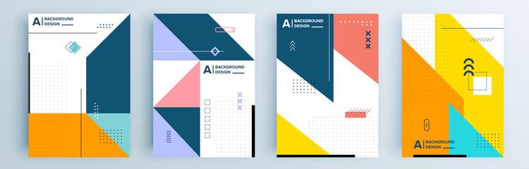 Modern abstract covers set, minimal covers design. Colorful geometric background, vector illustration.