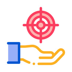 Poster - Hand Hold Target Icon Vector. Outline Hand Hold Target Sign. Color Isolated Contour Symbol Illustration