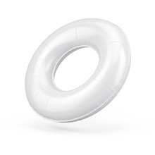 Blank White Swim Ring Isolated On White, 3d Rendering. Summer Inflatable Lifebuoy - Round Swimming Ring. 3d Rendering