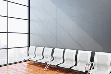 Poster - Contemporary airport waiting room city view