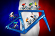 © stockphoto-graf - bicycle road racing tour concept. cyclist in competition jersey on race bike riding on a modern blue carbon frame blue white red french france flag background