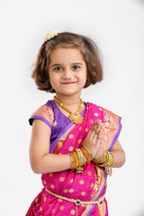 Young indian school girl on saree