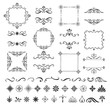 Set of calligraphic frames and design elements. Hand drawn decorative style. Vector isolated illustration.