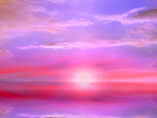Wall Mural - starry sky moon stars sunset at sea blue,pink colorful summer night seascape city panorama night lig