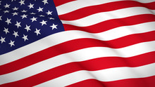 Waving USA (United States) National Flag - Realistic 3D Render.