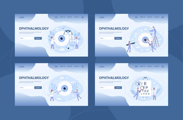 Wall Mural - Ophthalmology clinic web banner or landing page set.