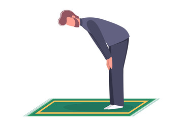 Sticker - Muslim man praying position. Man in traditinal clothes