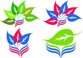 Sticker - style leaf logos