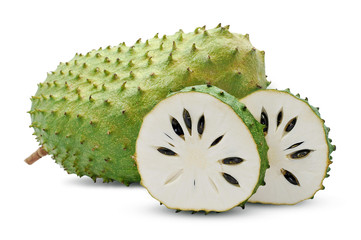 Wall Mural - Soursop or custard apple fuite isolated on white background