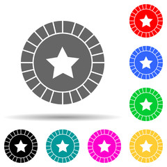 Poster - star on the ball multi color style icon. Simple thin line, outline vector of web icons for ui and ux, website or mobile application