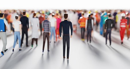 Wall Mural - businessman following crowd of people. low poly style.