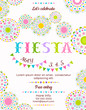 Fiesta announcing poster template with festive decorative elements.