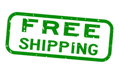 Sticker - Grunge green free shipping word square rubber seal stamp on white background