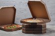pizza in packs, concept of food delivery