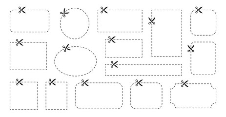 Wall Mural - set of coupon. scissors cut template and dashed line. gift coupon element template, graphics design.