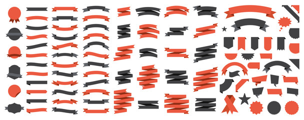 Wall Mural - set of 100 ribbons. ribbon elements. starburst label. vintage. modern simple ribbons collection. vec