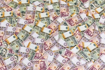 Pile of money banknotes as a background (hungarian forint)