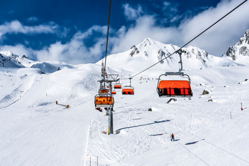 Poster - Winter landscape of mountains in Alps 