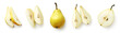 Set of fresh pear isolated on white background