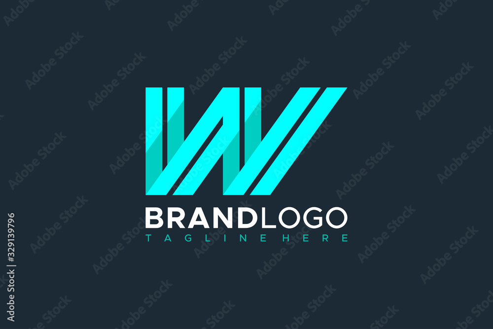 Logo Vector Abstract Initial Letter W or NW Linked. Flat Vector Logo ...