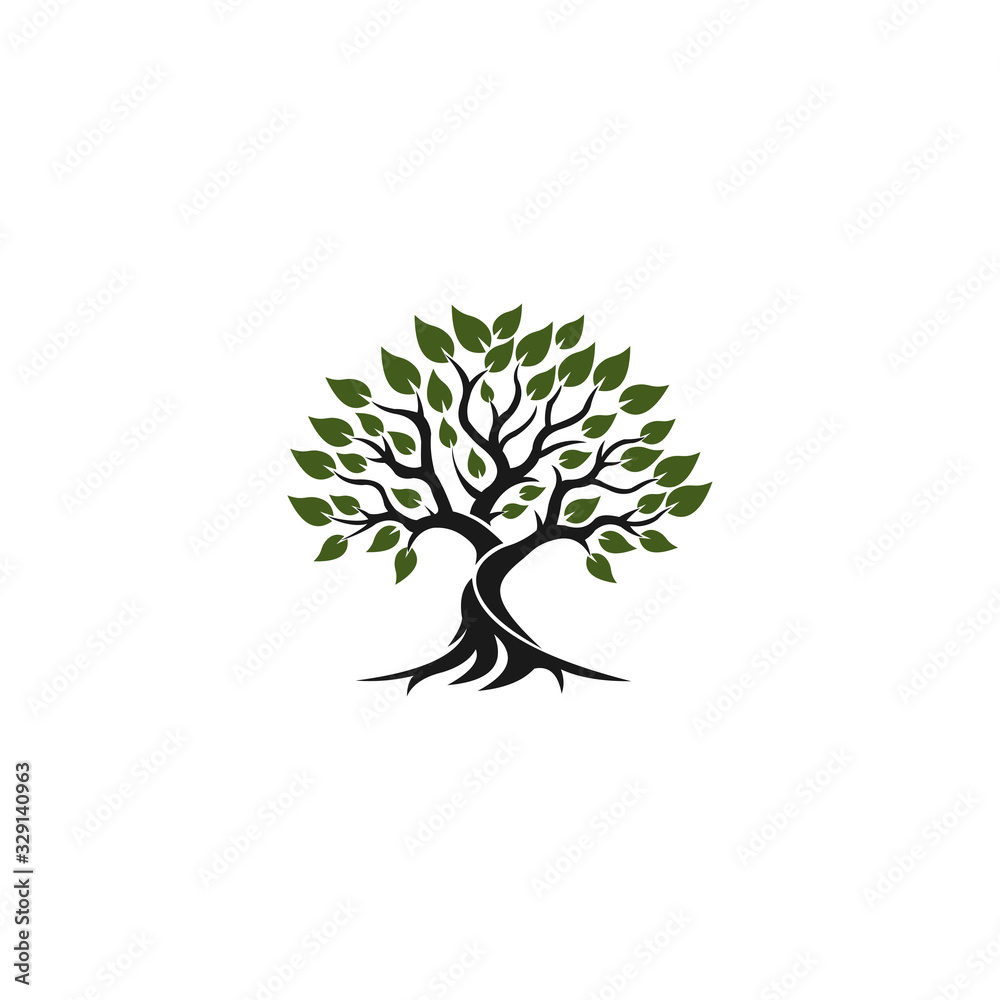 Root Of The Tree logo illustration. Vector silhouette of a tree Stock ...