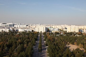 Panoramic view of Ashgabat, the capital of Turkmenistan in Central Asia