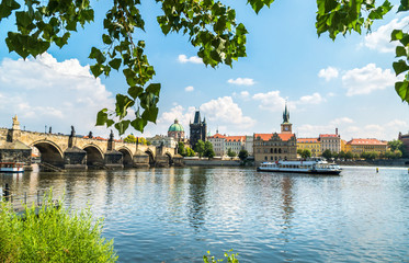 Poster - Charles Bridge and leaves