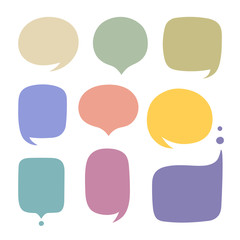 Wall Mural - Set different hand-drawn colorful speech bubble. Talk chat speak message. Empty blank comment. Vector illustration design
