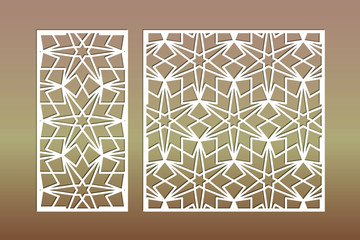 Poster - Laser cut panel decorative design. Cutout silhouette with arabic girih geometric pattern. Suitable for printing invitations, laser cutting stencil, wood and metal decorations.