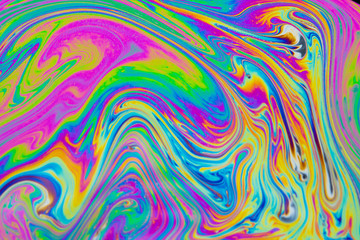 Wall Mural - psychedelic multicolored patterns background. photo macro shot of soap bubbles