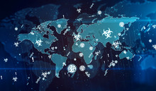 Virus global pandemic background with biology icons