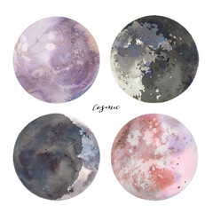 watercolor cosmic set. hand drawn moon collection. various graphic elements isolated on white backgr