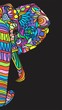 © lidiia - Background with half colorful elephant head on a dark background