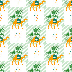  Vector Seamless Pattern Camel plant Green nature
