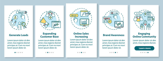 Wall Mural - customers attraction onboarding mobile app page screen with concepts. generating leads and increasin