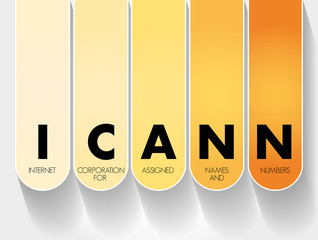 Aufkleber - icann - internet corporation for assigned names and numbers acronym, technology concept background